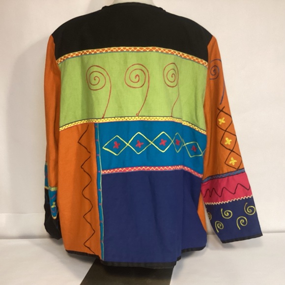 Indigo Moon Multi Color Embroidered Jacket with toggle buttons Womens size 1X - Picture 5 of 8